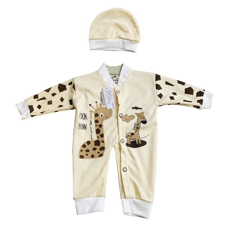 ست سرهمی و کلاه نوزادی مدل زرافه