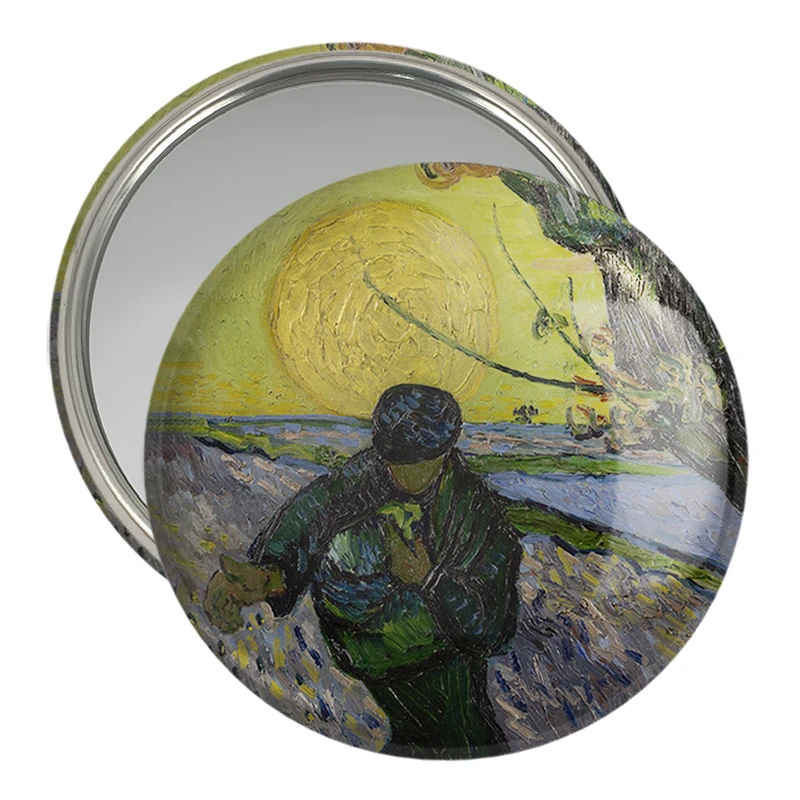 آینه جیبی خندالو مدل کاشت در غروب آفتاب ونسان ونگوگ (Van Gogh) کد 36820