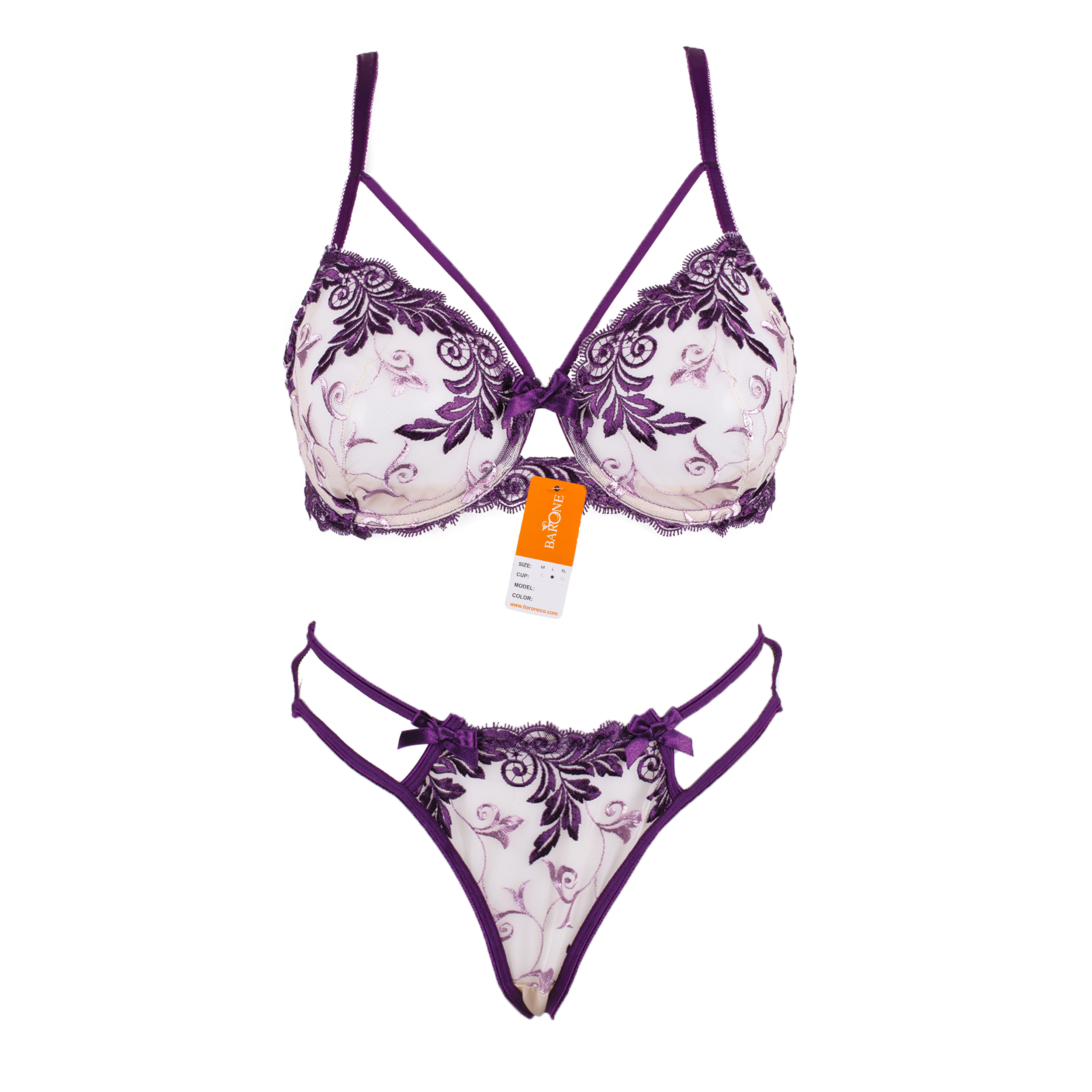 ست شورت و سوتین زنانه بارون کد 135 مدل رزتا رنگ بنفش