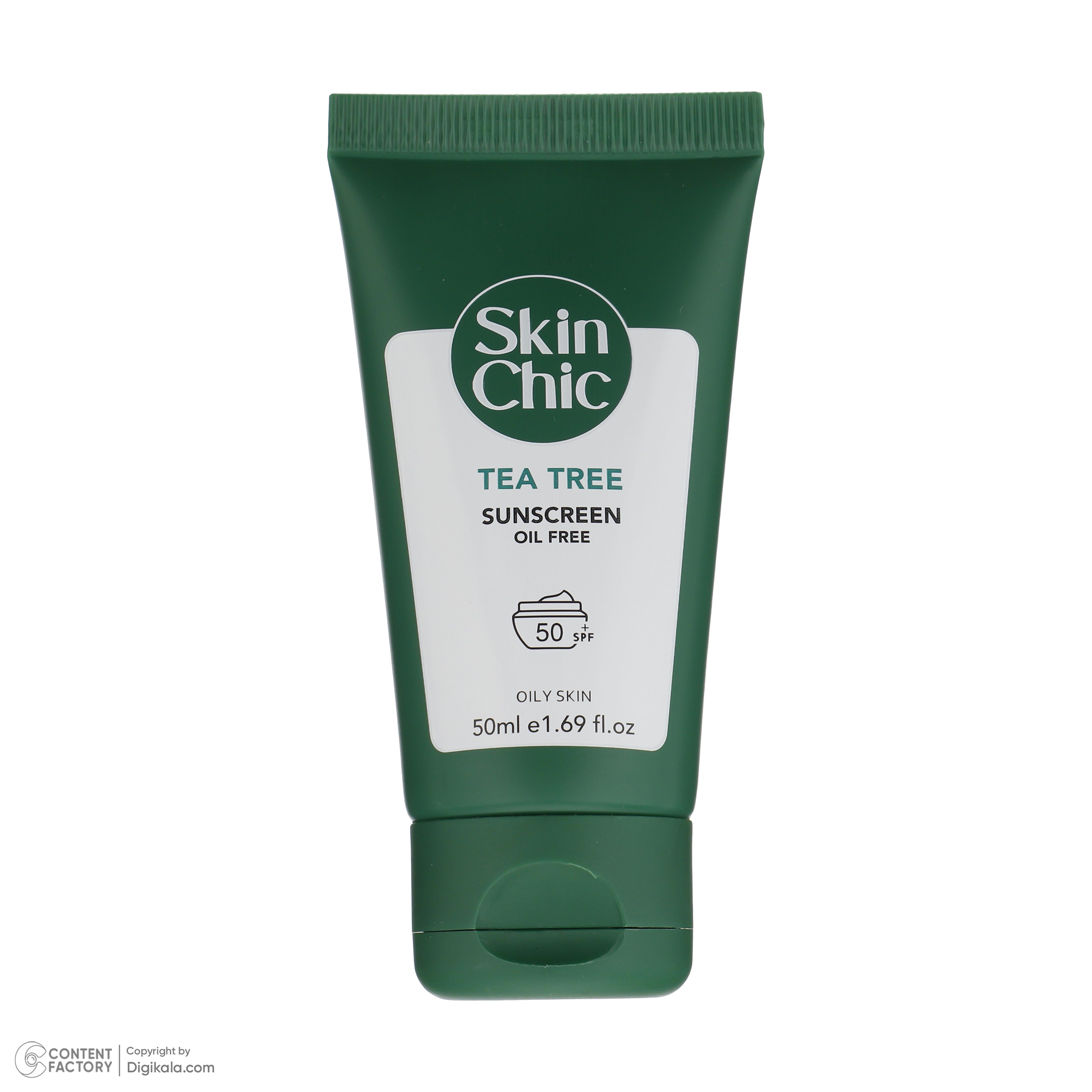 کرم ضد آفتاب بدون رنگ SPF 50 اسکین شیک مدل Tea Tree ‌مناسب پوست‌های چرب حجم 50 میلی‌لیتر