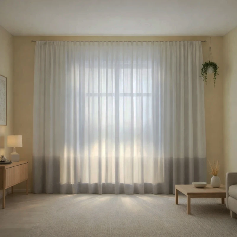 پرده تیکو دکو مدل دوخت ساده کتان شفاف حاشیه دار سایز 280 × 600 سانتی‌متر