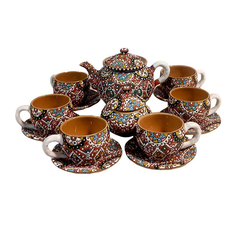 سرویس چایخوری 14 پارچه میناکاری مدل برجسته کد 102