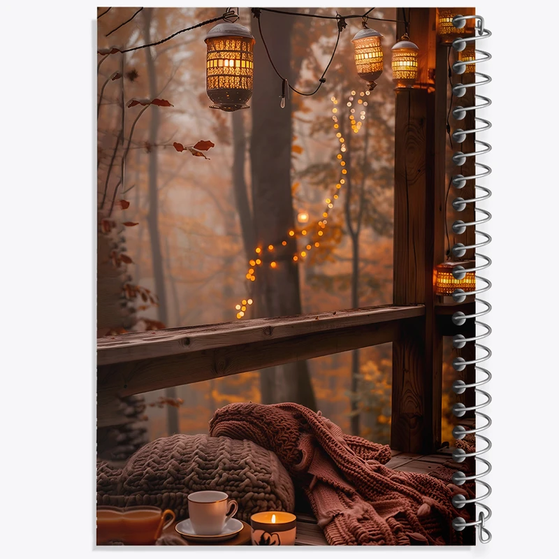 دفتر مشق 50 برگ خندالو طرح منظره ی پاییزی کد F7352