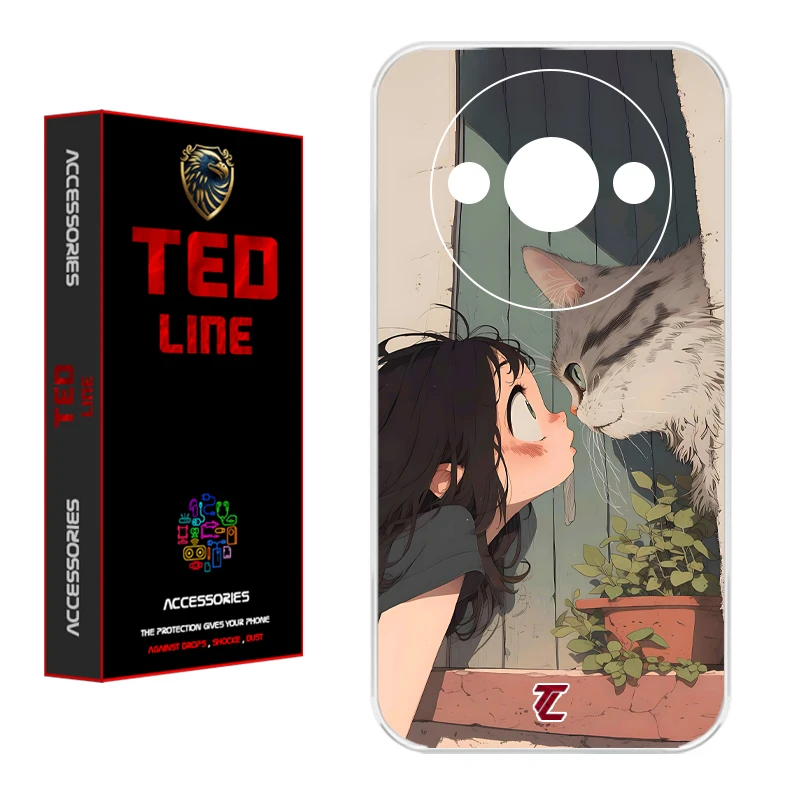 کاور تدلاین طرح دختر و گربه کد 1205 مناسب برای گوشی موبایل شیائومی Redmi A3