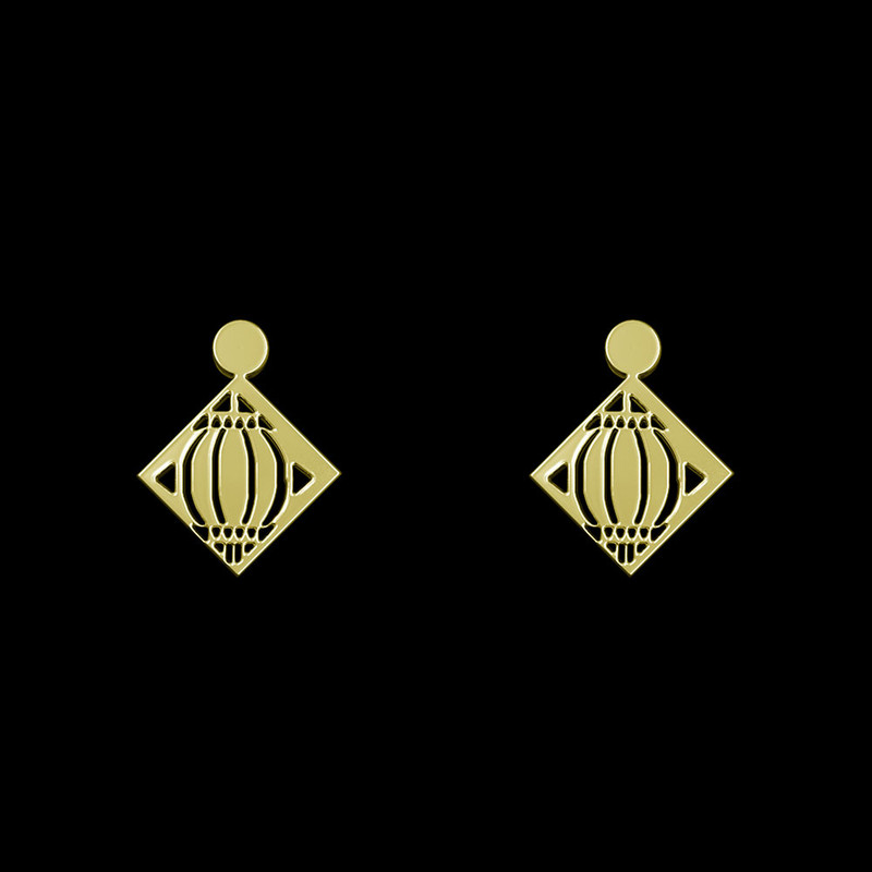 گوشواره طلا 18 عیار زنانه مدوپد مدل هندسی کد GA1-14087