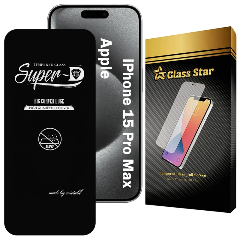 محافظ صفحه نمایش گلس استار مدل SUPERDNS مناسب برای گوشی موبایل اپل iPhone 15 Pro Max