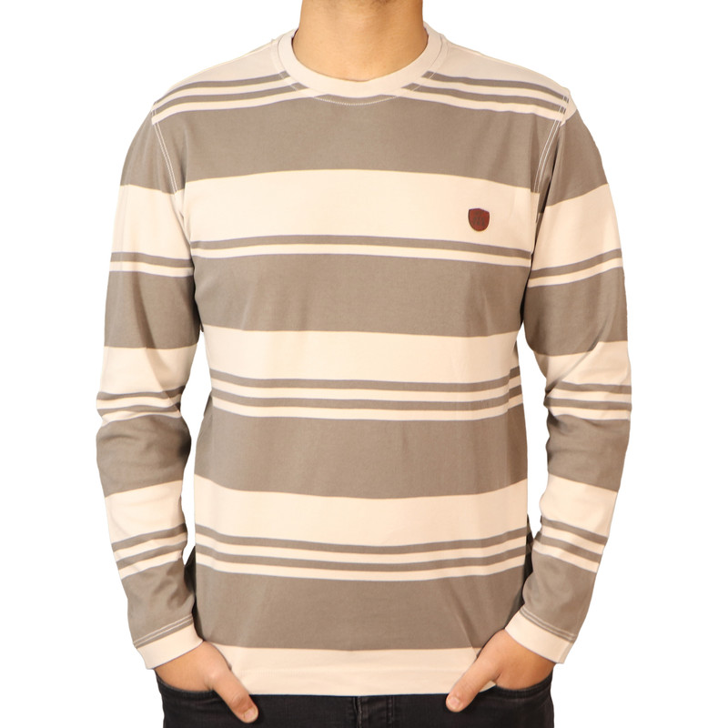 تی شرت آستین بلند مردانه مدل یقه گرد سنگشور کد 36800 رنگ فیلی