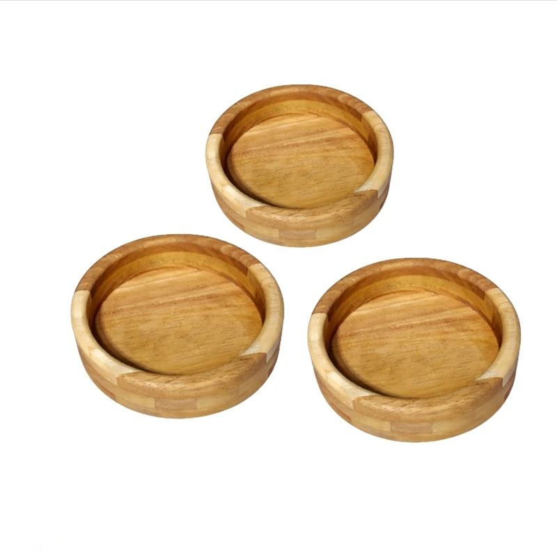 پیاله مدل چوبی استوانه ای کد BM1414 بسته 3 عددی