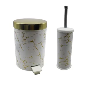 ست سطل زباله و فرچه بهازکالا مدل ماربل کد YPB-3L