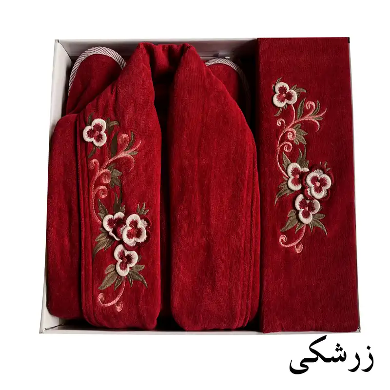 سرویس حوله پالتویی 4 تکه طرح ماریبور مدل هنر