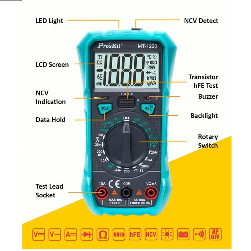 مولتی متر دیجیتال پروسکیت مدل MT-1220