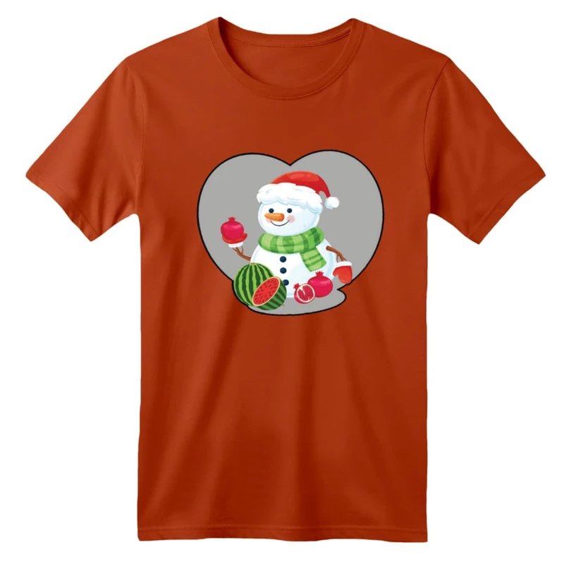 تی شرت آستین کوتاه بچگانه مدل آدم برفی یلدایی