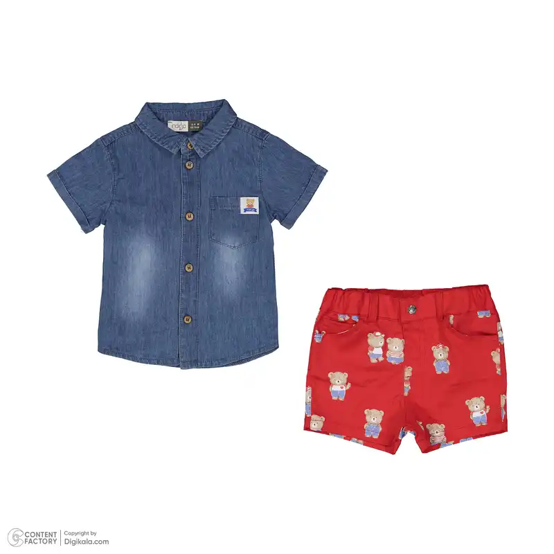 ست پیراهن و شلوارک نوزادی ایندیگو مدل 13210