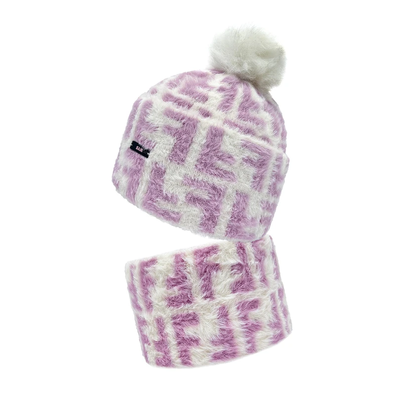 ست کلاه و شال گردن بافتنی بچگانه مدل موهر سام 560