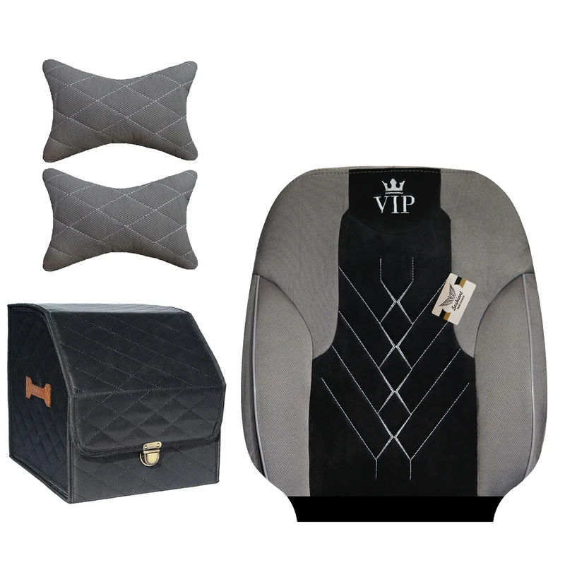 روکش صندلی خودرو سوشیانت مدل vip مناسب برای سمند به همراه پشت گردنی و باکس صندوق