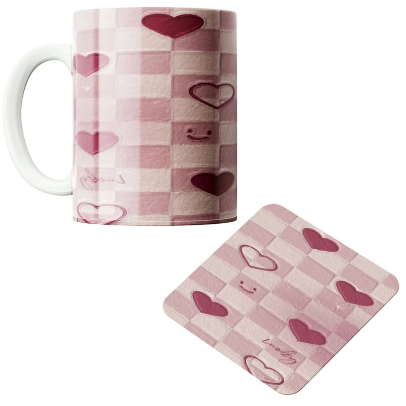 ماگ پادآفرین مدل قلب کد 432 به همراه زیر لیوانی 