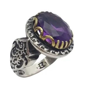 انگشتر نقره مردانه مدل آمیتیست کد 4170186