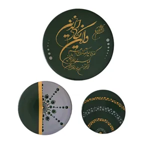بشقاب دیوارکوب سفالی طرح وان یکاد مجموعه 3 عددی