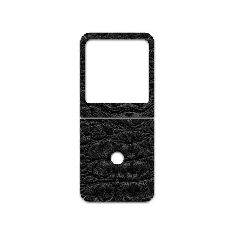 برچسب پوششی ماهوت مدل Black-Crocodile-Leather مناسب برای گوشی موبایل موتورولا Razr 40 Ultra