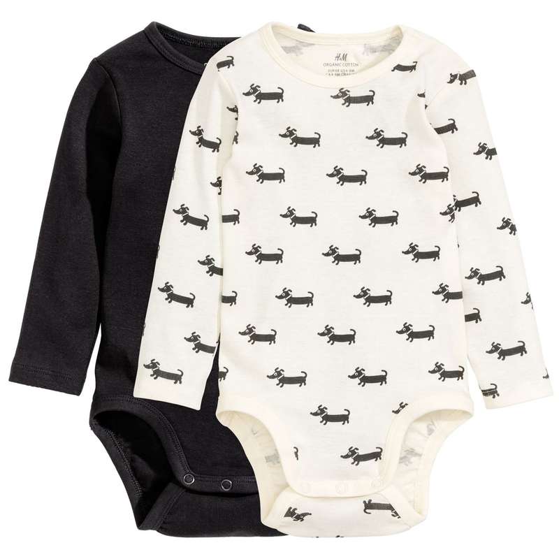 بادی آستین بلند نوزادی اچ اند ام مدل 0400494 مجموعه دو عددی