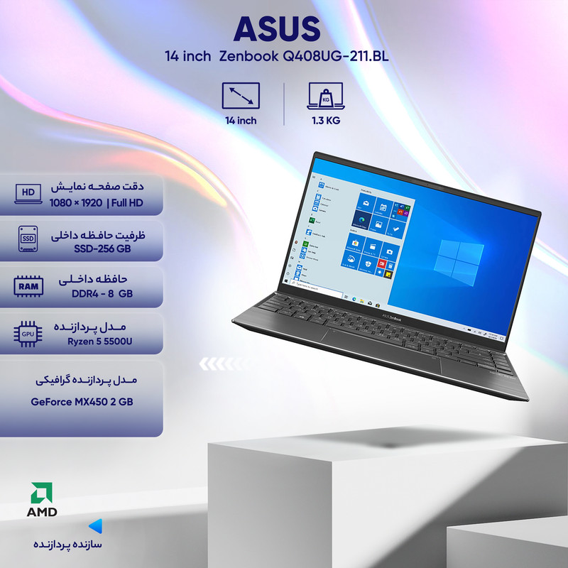 لپ تاپ 14 اینچی ایسوس مدل Zenbook Q408UG-211.BL لپ تاپ 14 اینچی ایسوس مدل Zenbook Q408UG-211.BL