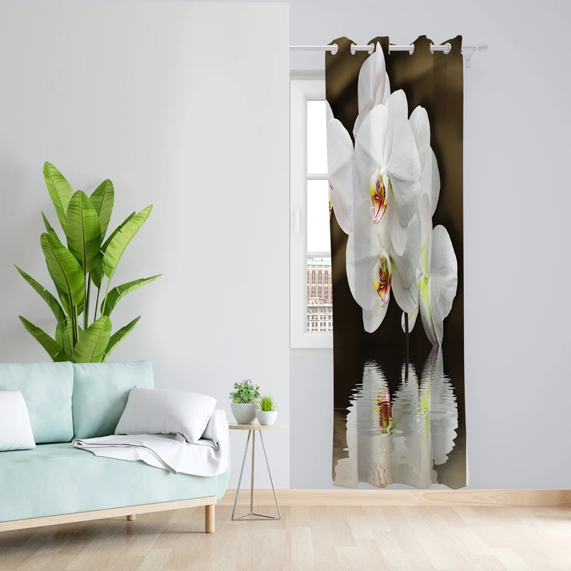 پرده طرح ارکیده مدل مخمل پانچی کد 2293 z سایز 140x200 سانتی متر