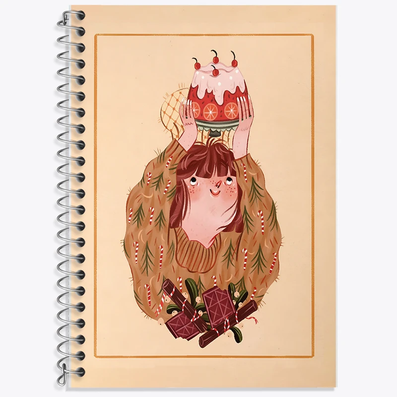 دفتر نت موسیقی 50 برگ خندالو طرح دختر و کیک توت فرنگی کد F8386