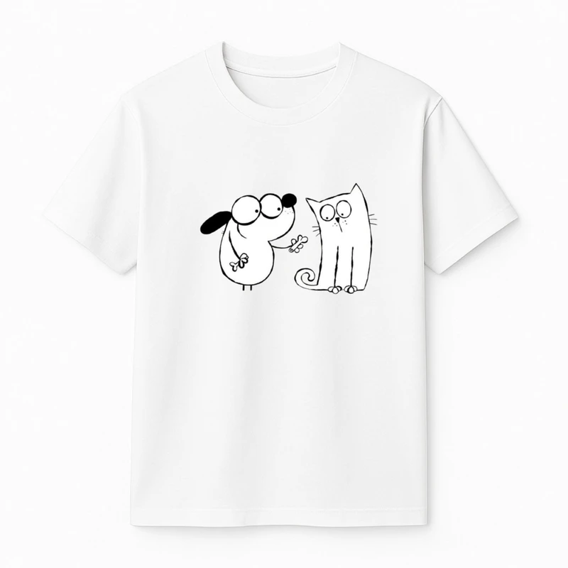 تی‌شرت آستین کوتاه پسرانه مدل سگ و گربه کد v12 