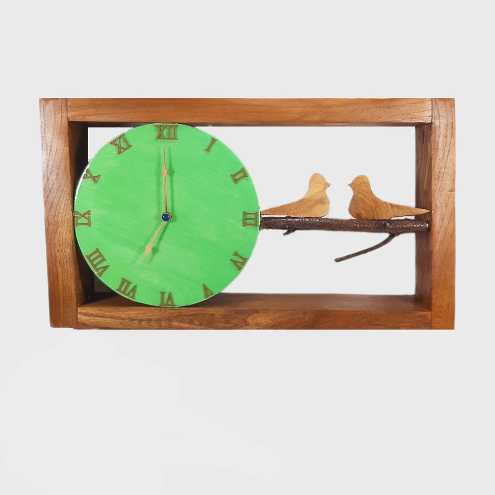 ساعت دیواری چوبی مدل پرنده