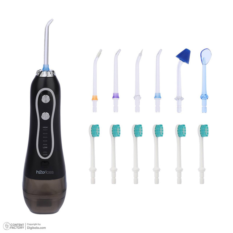 دستگاه شست و شوی دهان و دندان شارژی اچ تو اوفلس مدل HF-6 PRO به همراه 12 سری