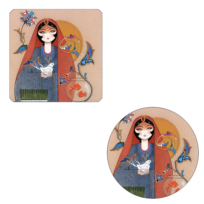 مگنت طرح نوروز و بانوی شرقی کد M1 به همراه زیر لیوانی