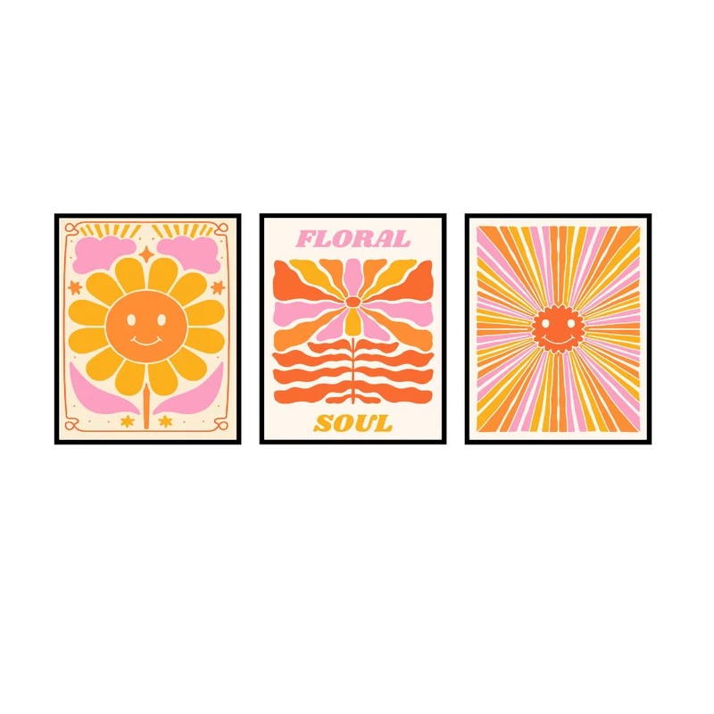 پوستر مدل روح گل مجموعه 3 عددی