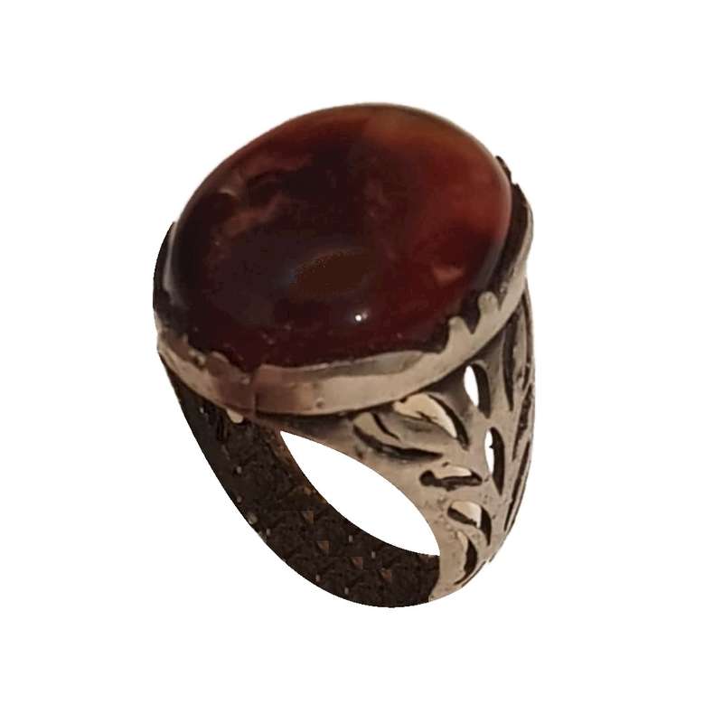 انگشتر نقره مردانه مدل عقیق سلیمانی حجرالعین خونین