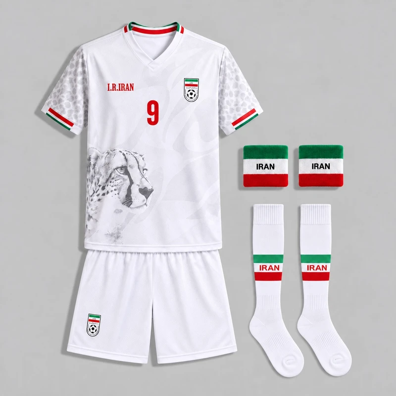 ست 5 تکه لباس ورزشی پسرانه مدل تیم ملی ایران طرح جام جهانی طارمی 2026