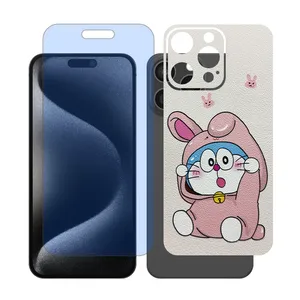 Glass Together model blue cut screen protector suitable for Apple iPhone 15 Pro Max mobile phone with cover sticker on the back of the phone