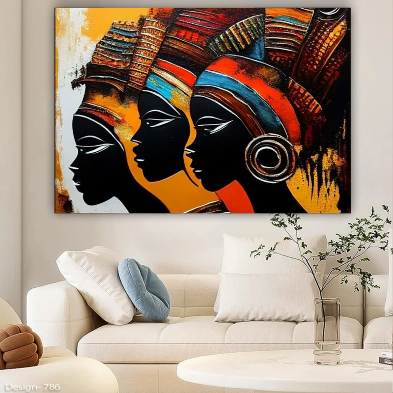 تابلو بوم طرح مخمل سه بانوی محلی مدل آفریقایی کد PY543