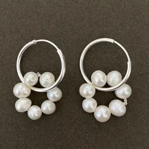 گوشواره نقره زنانه الماسین آذر مدل مروارید کد erd01