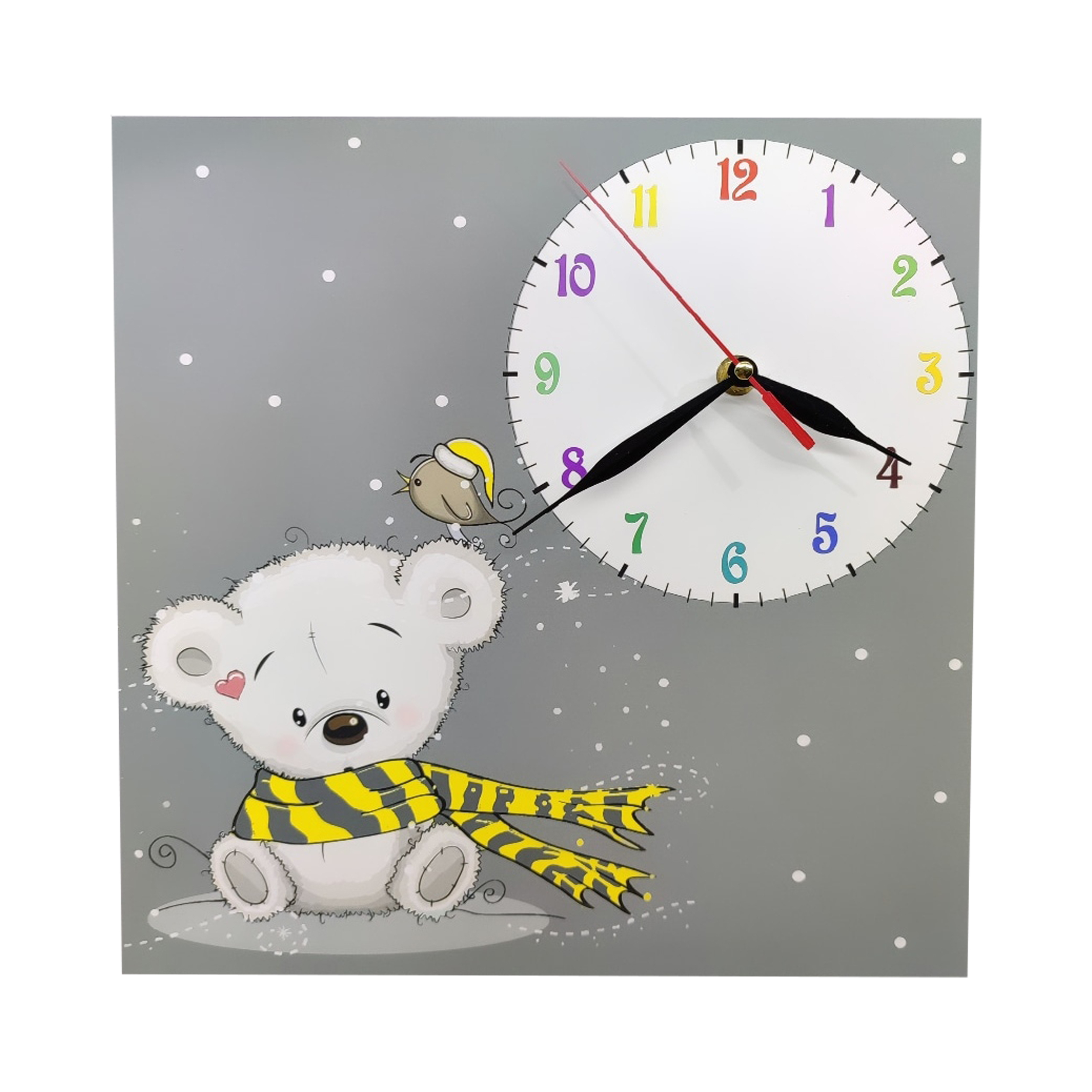 ساعت دیواری کودک مدل خرس و شالگردن