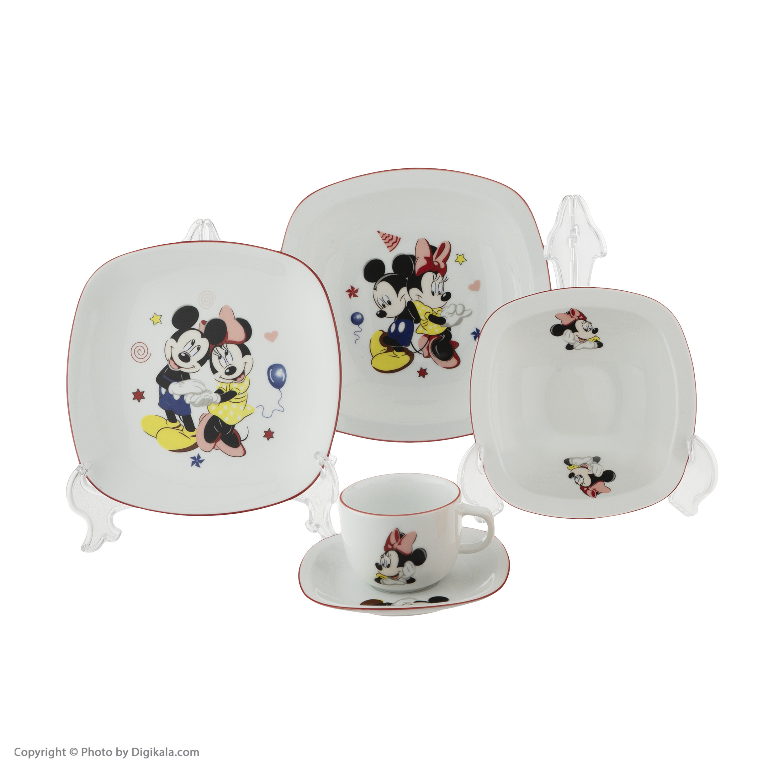 سرویس غذا خوری 5 پارچه کودک چینی زرین ایران سری کواترو مدل Mickey Mouse درجه عالی سرویس غذا خوری 5 پارچه کودک چینی زرین ایران سری کواترو مدل Mickey Mouse درجه عالی