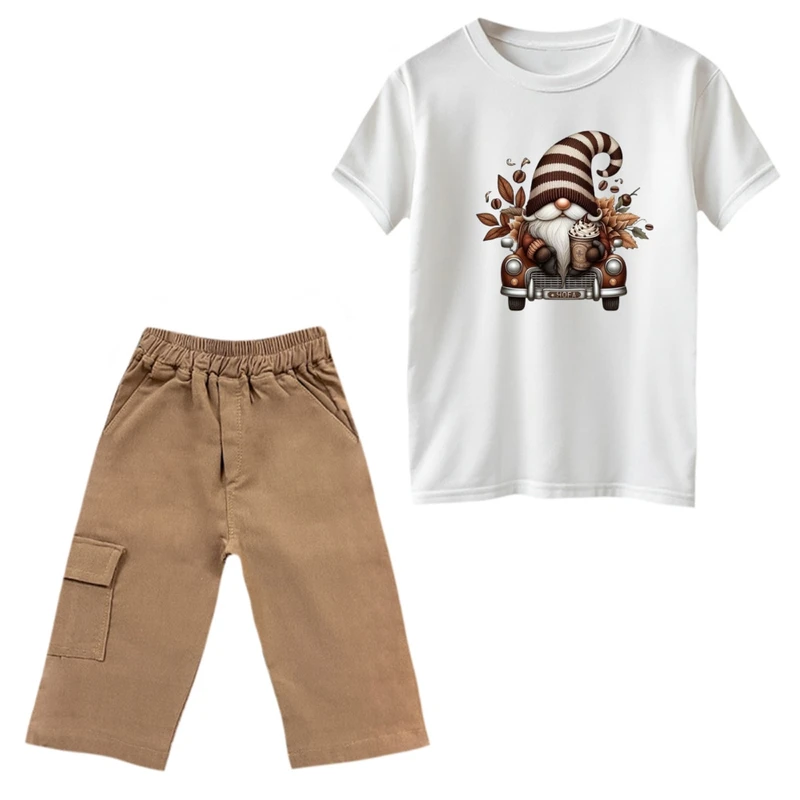 ست تی‌شرت و شلوارک پسرانه مدل کوتوله و ماشین