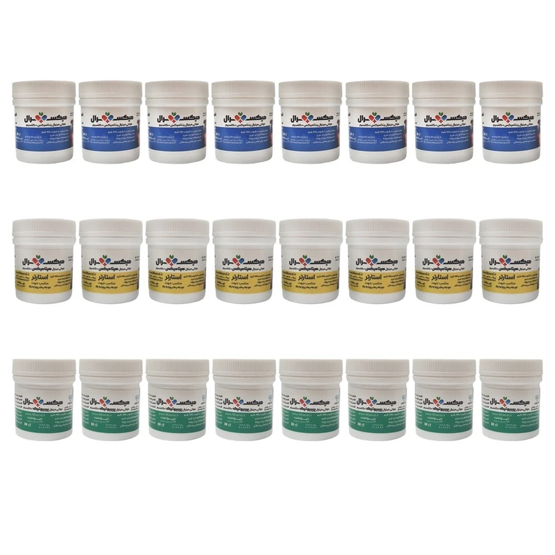 پک کامل مولتی مینرال ، عناصر کمیاب و پربیوتیک میکسرال مناسب نطفه وپر وسلامت و رشد پرنده مدل 24 عددی