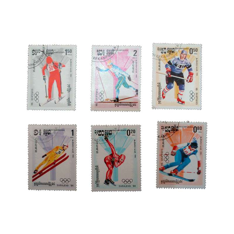 تمبر یادگاری مدل اسکی کد bc-1790 مجموعه 6 عددی