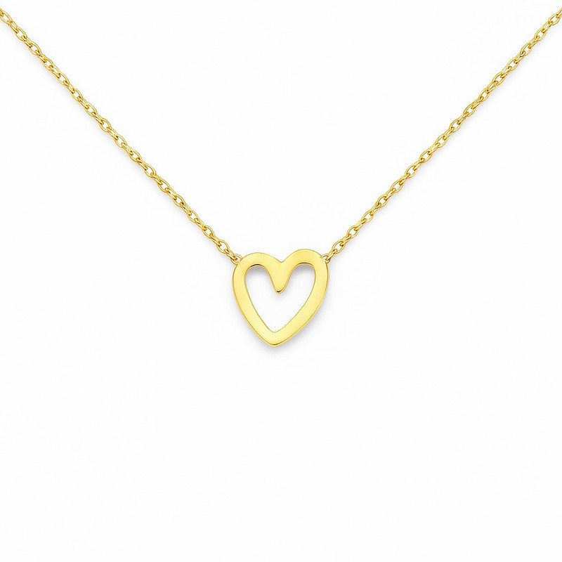 گردنبند طلا 18 عیار زنانه با طرح حلقه‌ای (فلامینگو) گالری قو طلایی مدل قلب تو خالی اورانوسی