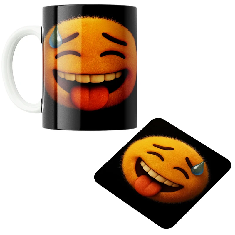 ماگ پاد آفرین مدل ایموجی کد 126 به همراه زیر لیوانی