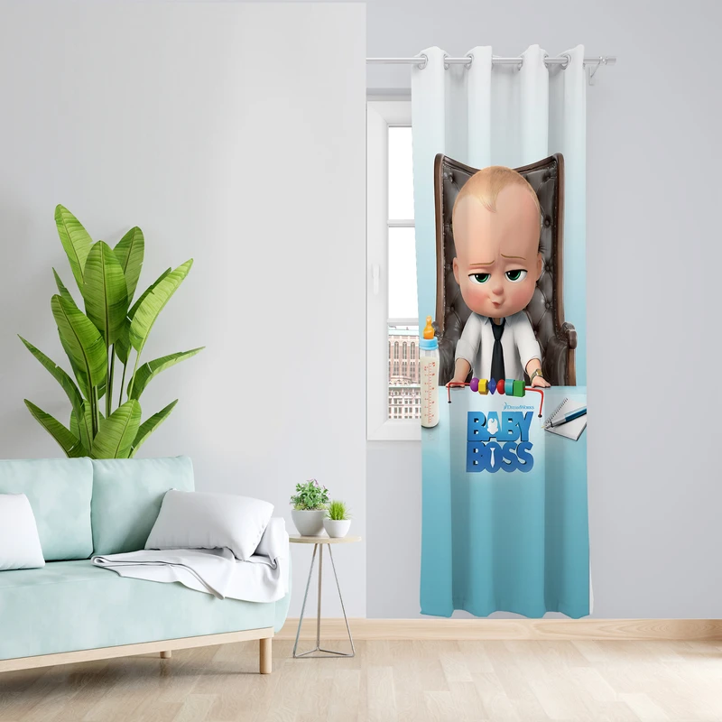 پرده طرح بچه رئیس مدل مخمل پانچی کد L 1196L Z سایز 140x200 سانتی متر