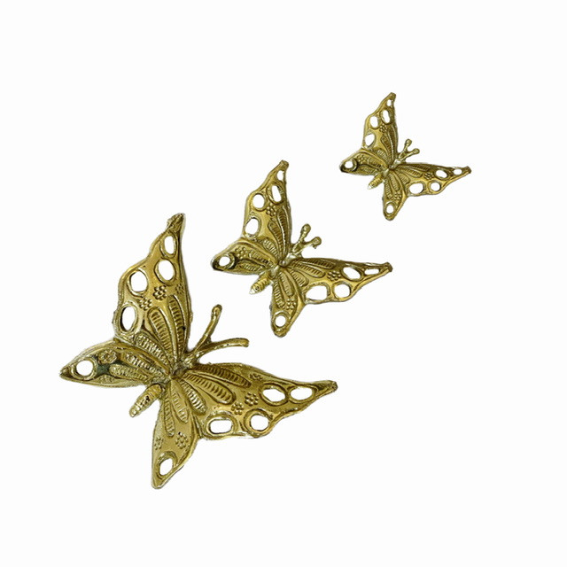دکوری برنجی مدل دیوارکوب پروانه829-322g بسته 3عددی