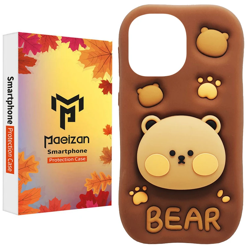کاور پاییزان مدل bear استندشو طرح لاکچری مناسب برای گوشی موبایل اپل IPhone 16 Pro Max