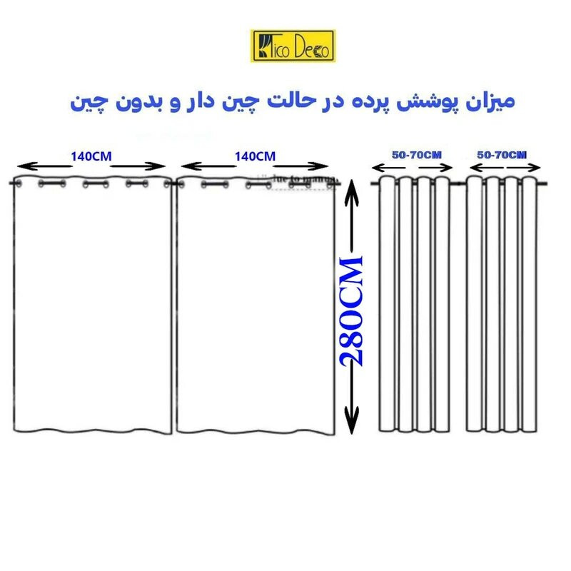 پرده پانچ تیکو دکو مدل تور کادکا طرح دار سایز 140*280 سانتیمتر مجموعه دو عددی