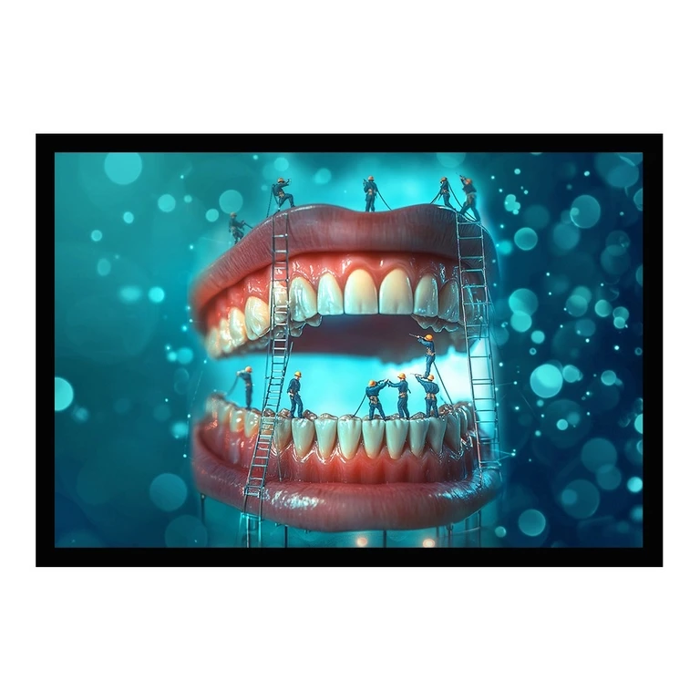 تابلو بکلیت طرح دندان و دندانپزشکی مدل B-S10661 فریم مشکی