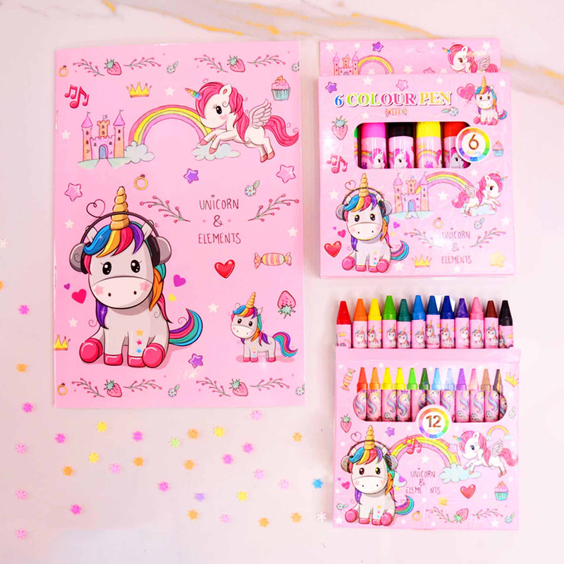 بسته لوازم تحریر مدل یونیکورن مجموعه 40 عددی